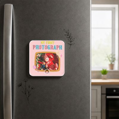 Personalized My First Photograph Theme Musical Fridge Magnet Newborn Baby Photo Frame Gift for New Parents & Baby Shower